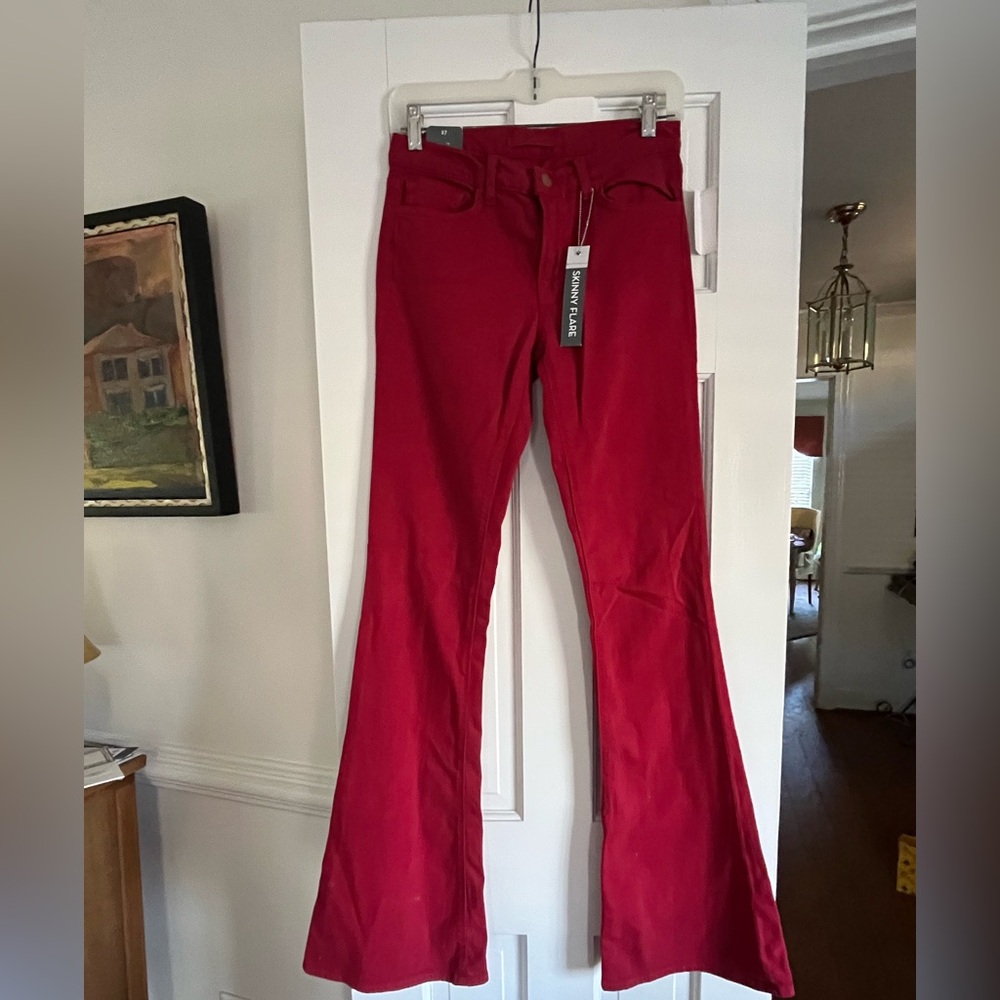 J Brand Red Skinny Flare Pants